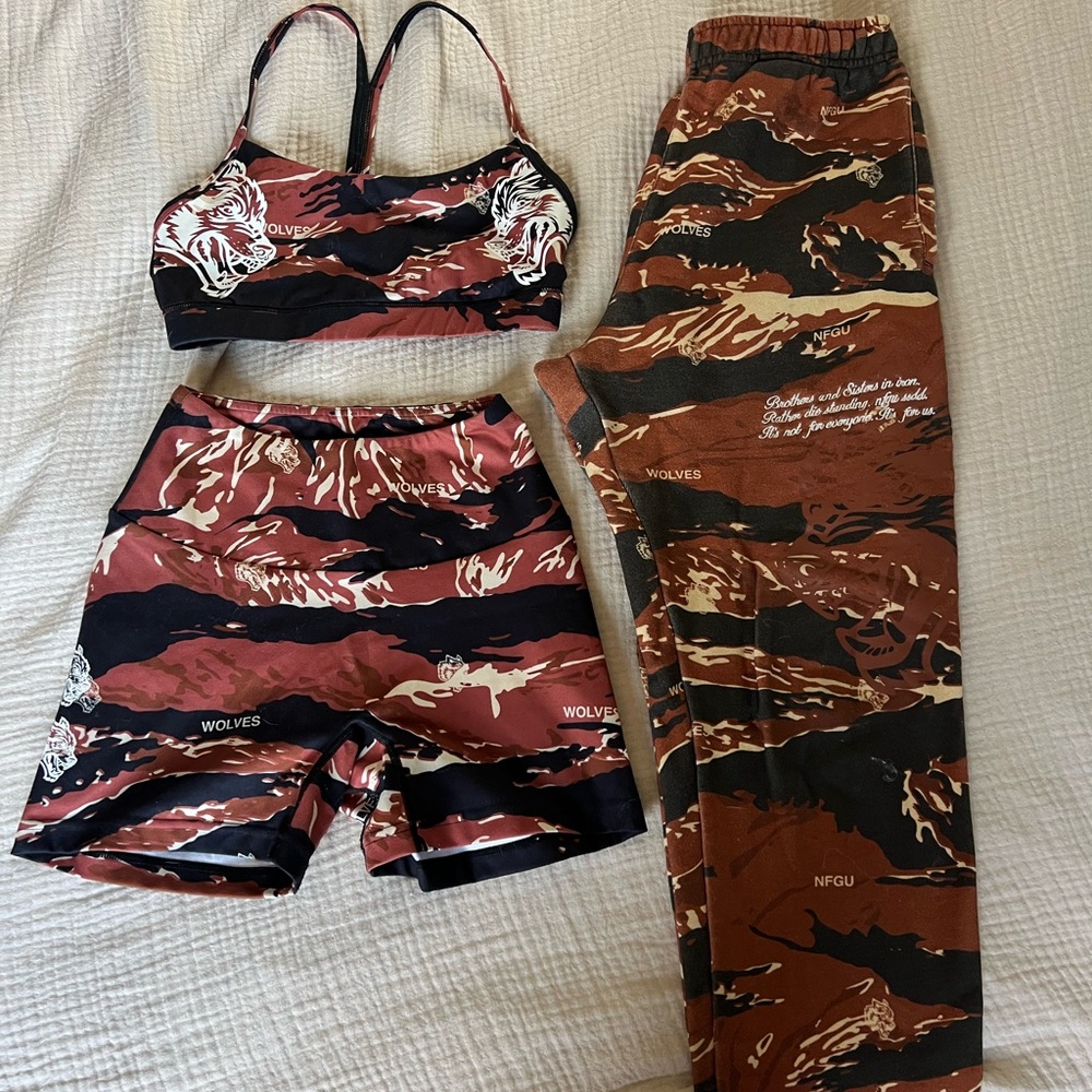 Darc Sport Wolves Camo Athletic Shorts - Red and Black